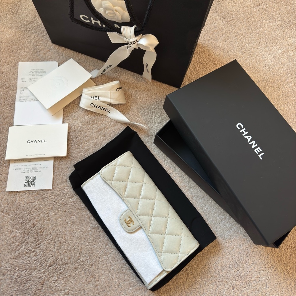 Brand New Chanel Long Wallet Classic Flap Matelasse Coco Lambskin